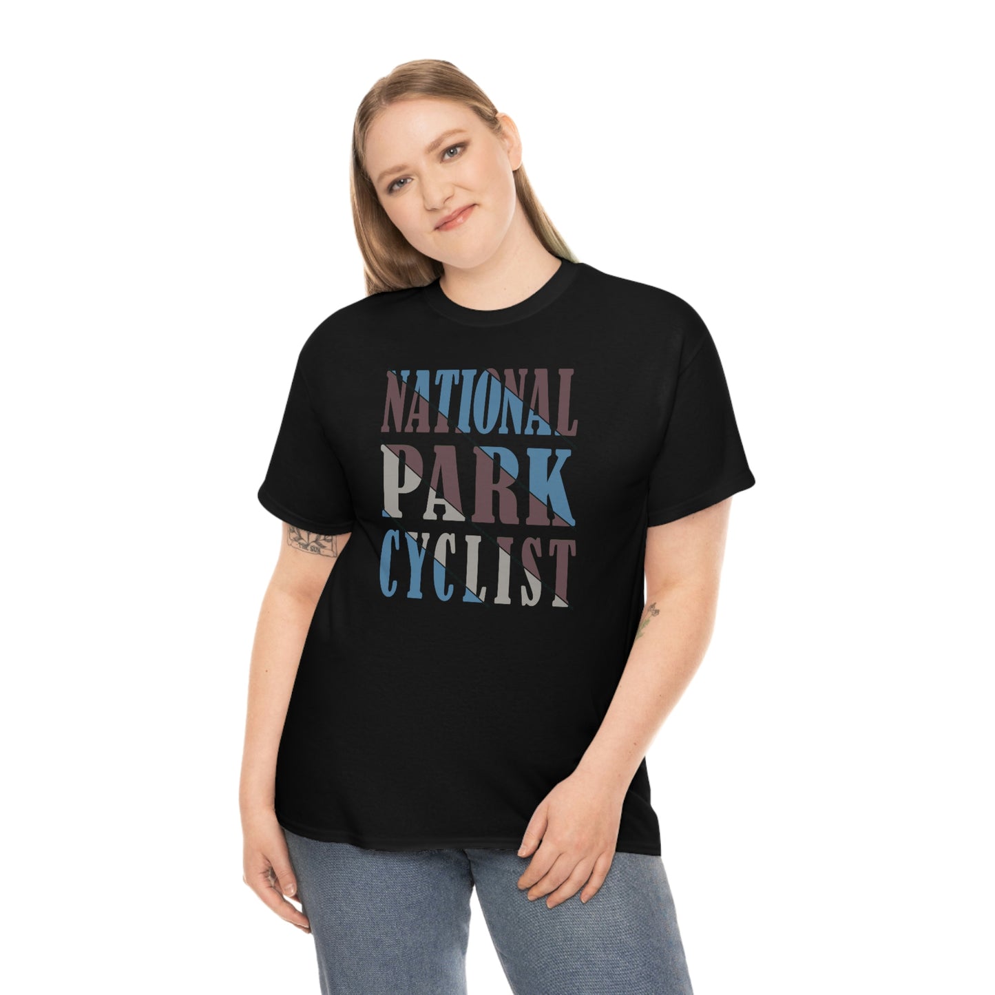 National Park Cyclist - Unisex Heavy Cotton Tee
