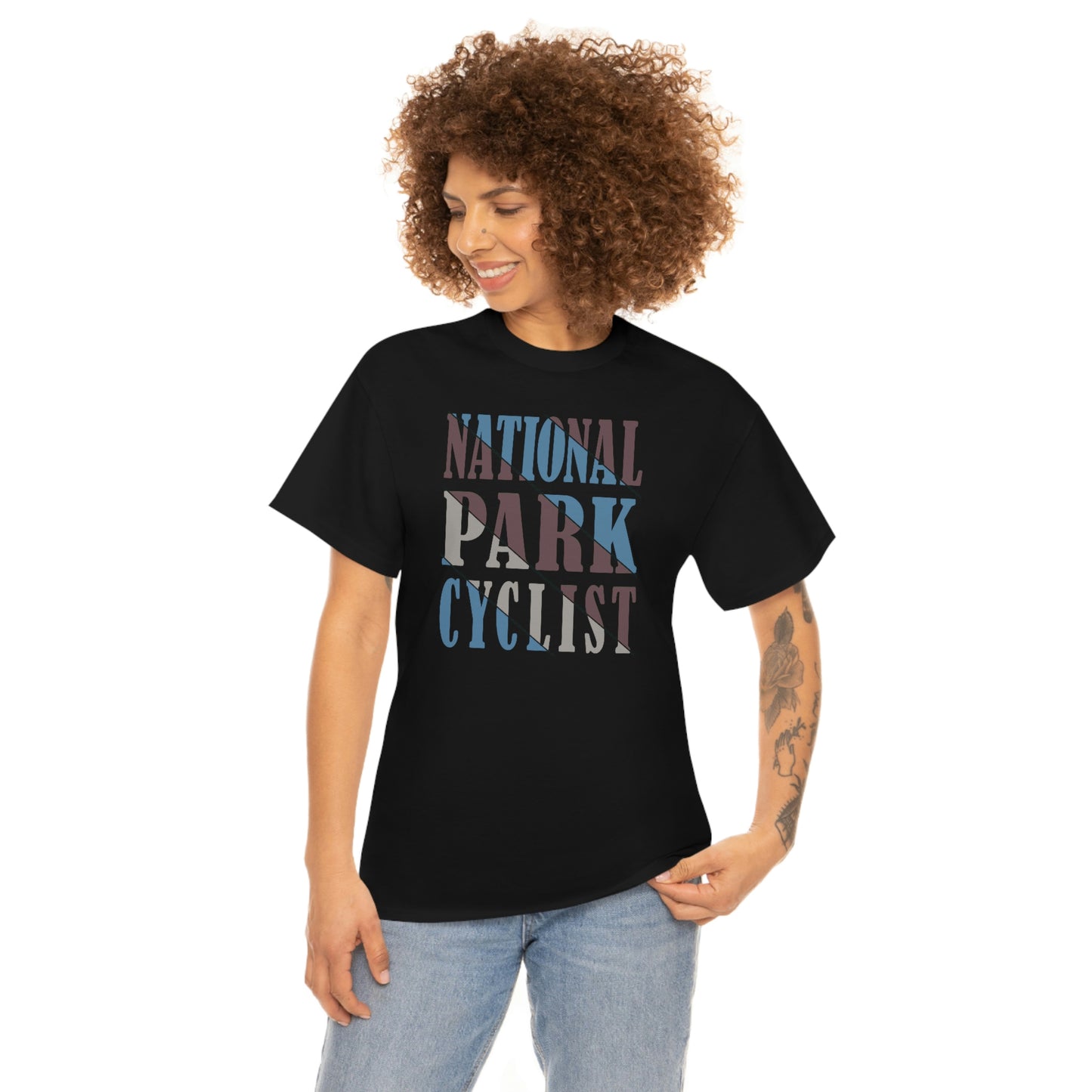 National Park Cyclist - Unisex Heavy Cotton Tee