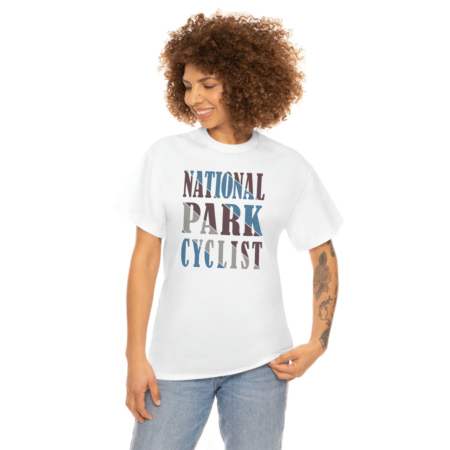 National Park Cyclist - Unisex Heavy Cotton Tee