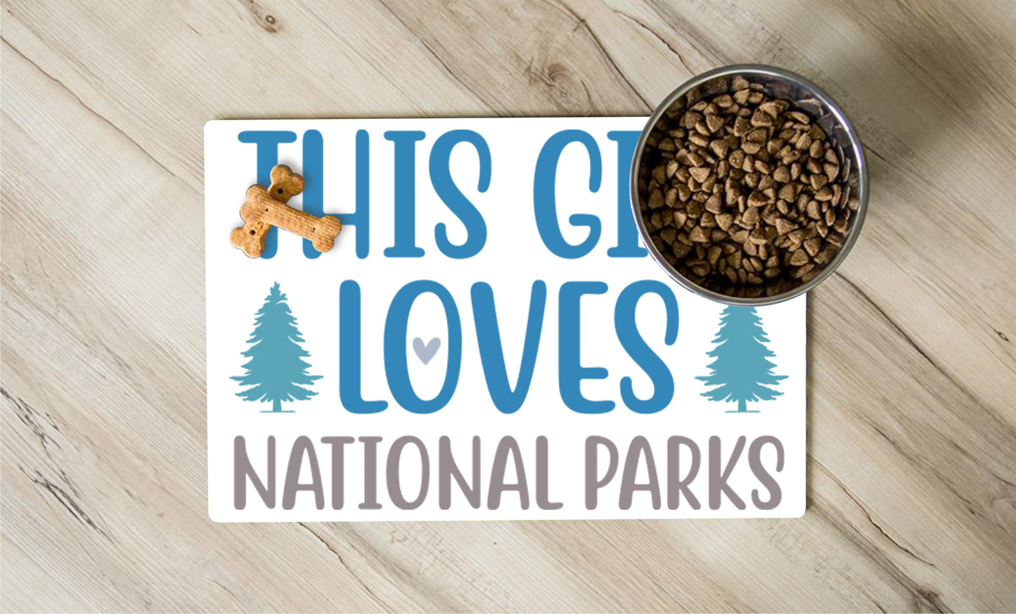 This Girl Loves National Parks Pet Placemat - Blue and Gray