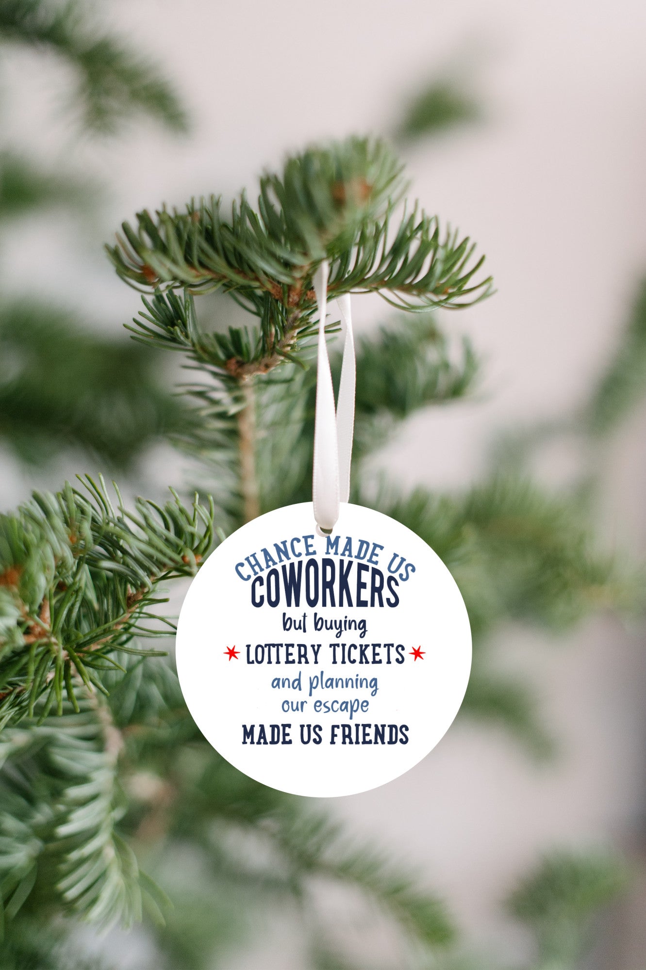Chance Made Us Coworkers but Buying Lottery Tickets and Planning our Escape made us Friends Ornament