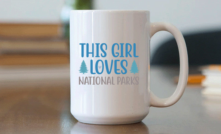 This Girl Loves National Parks - Mug Blue & Grey & Green