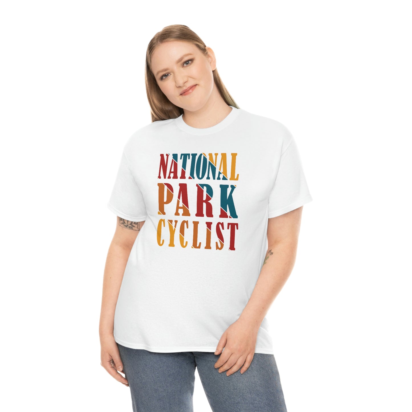 National Park Cyclist - Unisex Heavy Cotton Tee