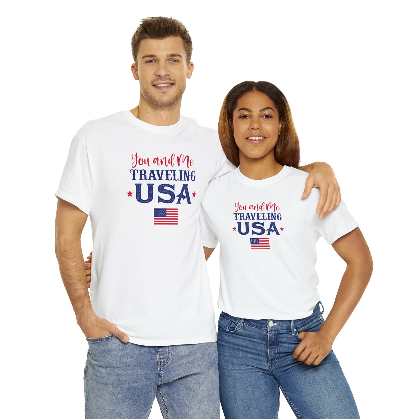 You and Me Traveling USA - Unisex Heavy Cotton Tee
