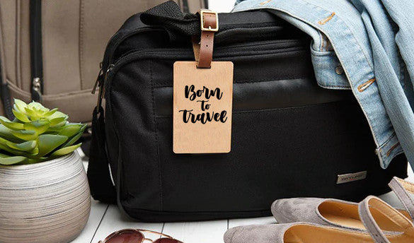 Born to Travel - Bamboo Wooden Luggage Tag
