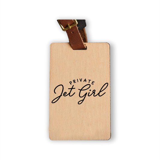 Private Jet Girl - Bamboo Wooden Luggage Tag