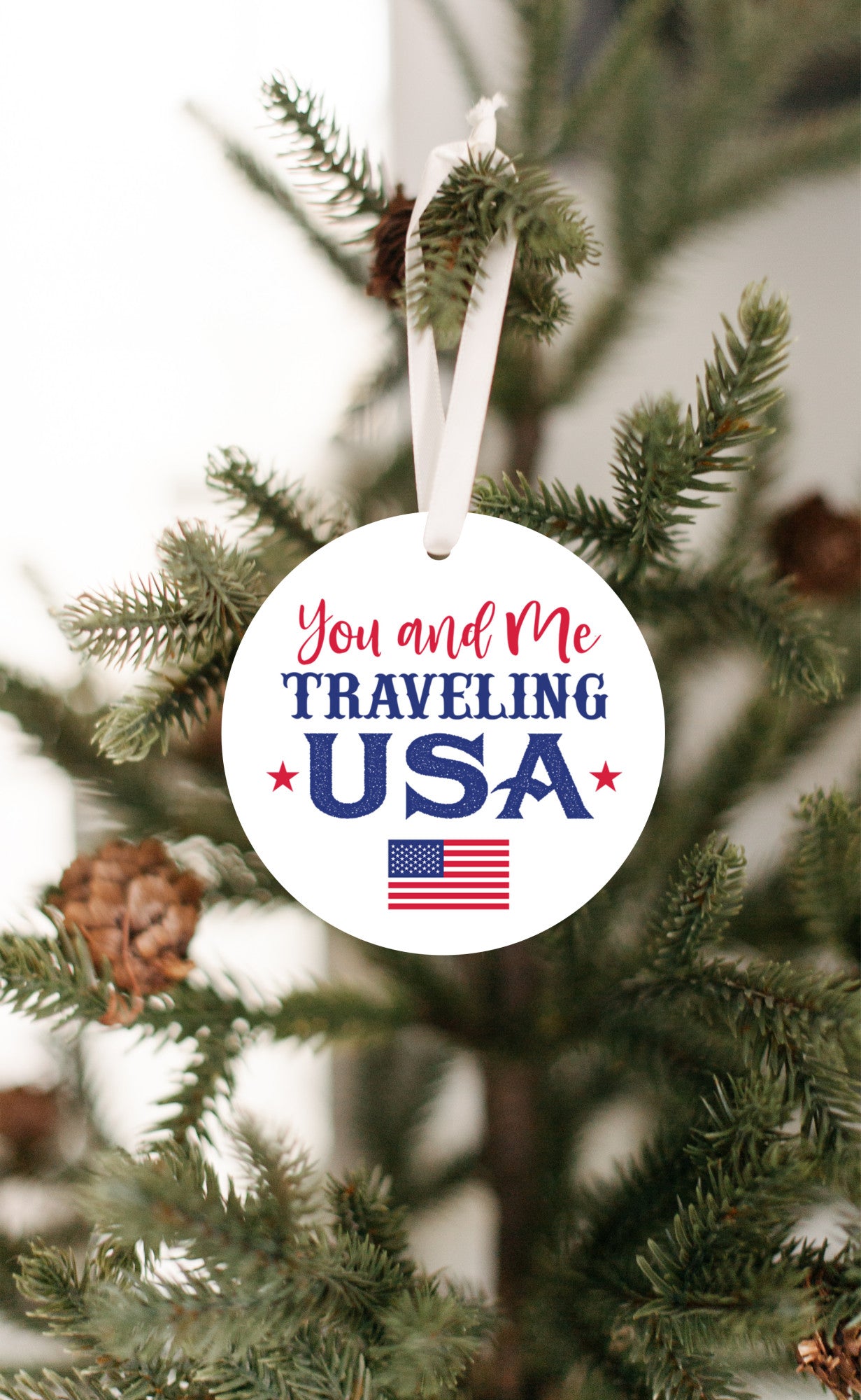 You and Me Traveling USA Ornament - Patriotic Colors