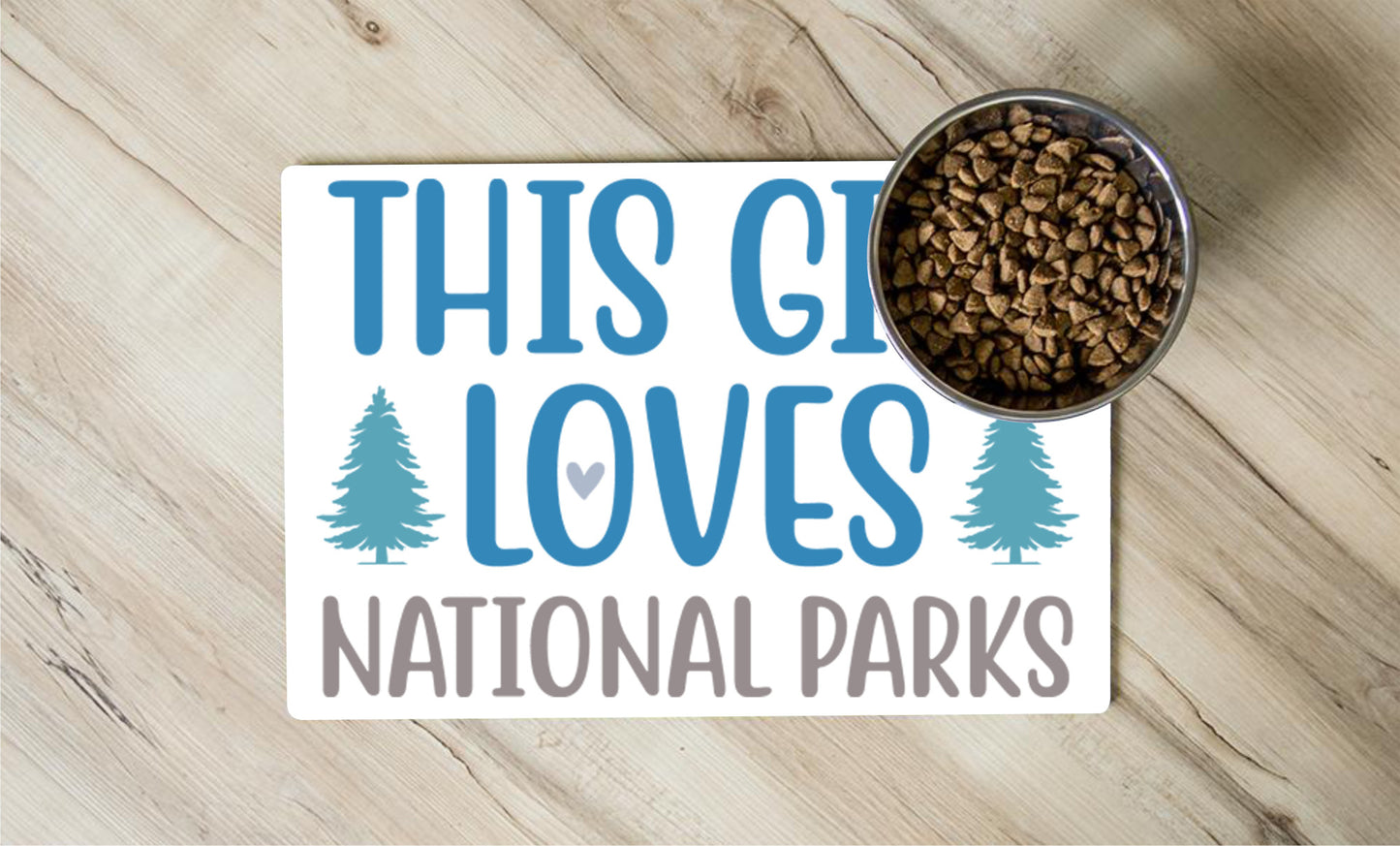 This Girl Loves National Parks Pet Placemat - Blue and Gray