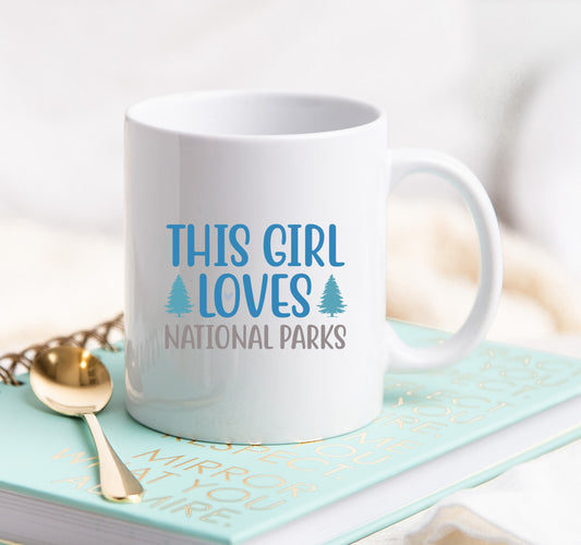 This Girl Loves National Parks - Mug Blue & Grey & Green